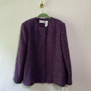 NWT Size 18 Alfred Dunner Plum Purple Button Down Jacket